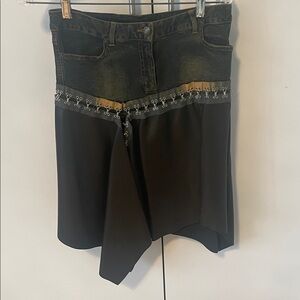 Leather with Denim Skirt